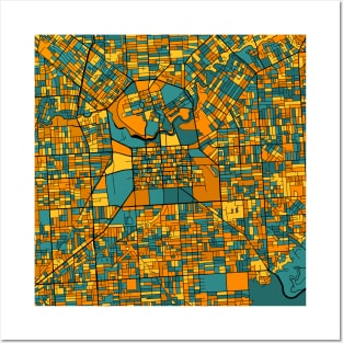 Adelaide Map Pattern in Orange & Teal Posters and Art